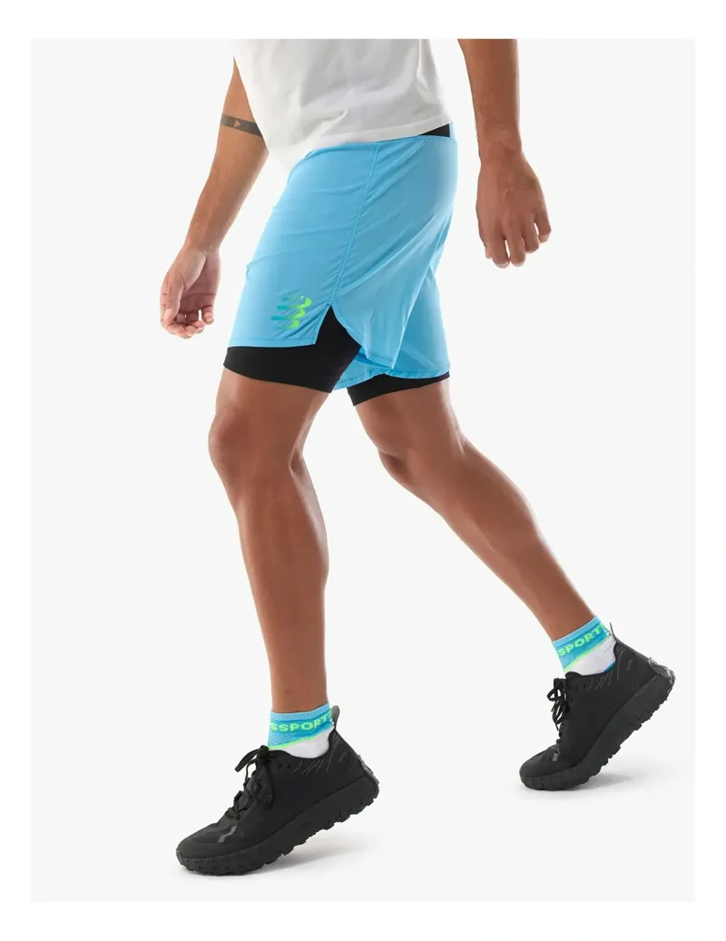 Compressport Trail Racing 2-In-1 Running Short Mens in Norse Blue-1