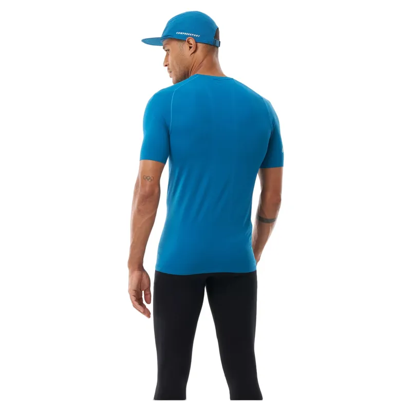 Compressport Trail Racing Short Sleeve T-Shirt Mens in Blue Saphire-1