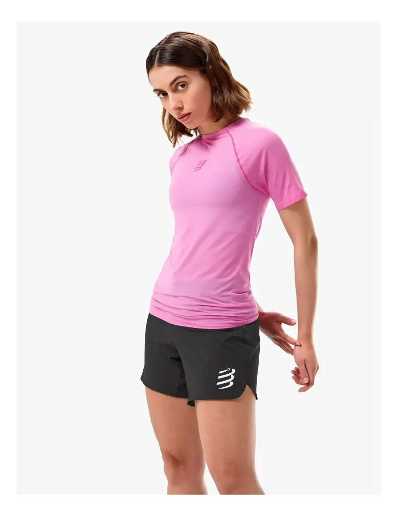 Compressport Trail Racing Short Sleeve T-Shirt Womens in Begonia