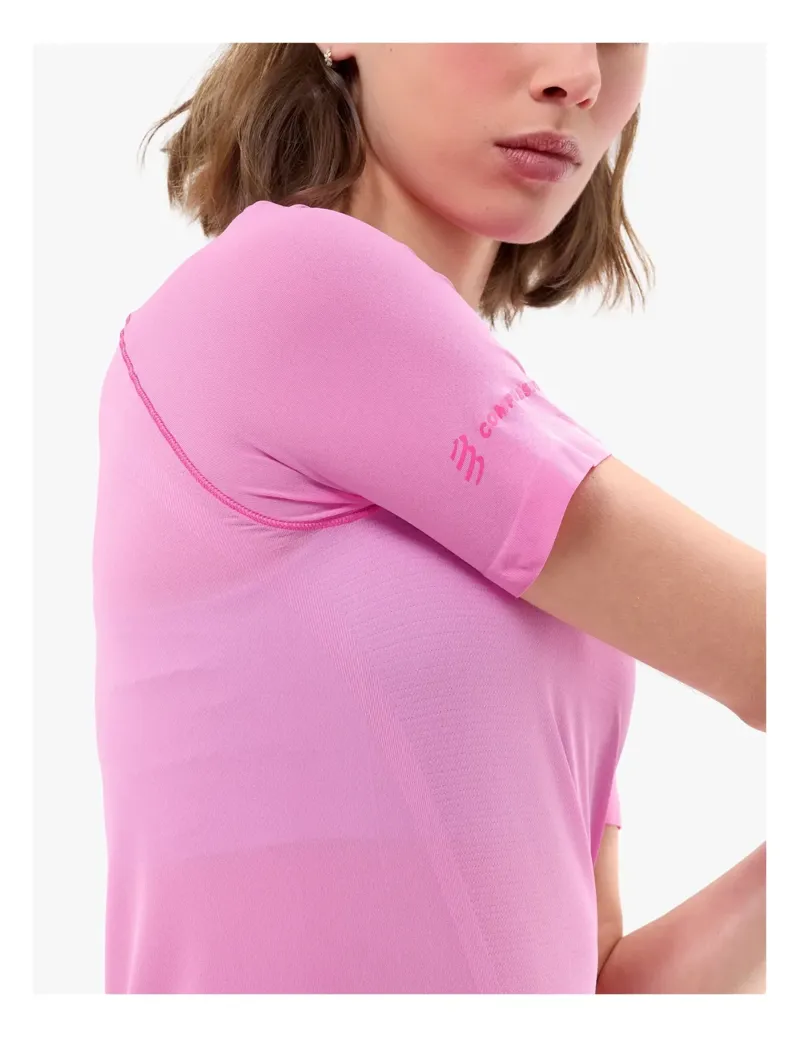 Compressport Trail Racing Short Sleeve T-Shirt Womens in Begonia-3