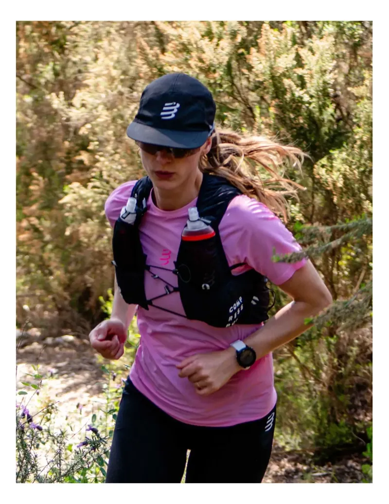 Compressport Trail Racing Short Sleeve T-Shirt Womens in Begonia-4
