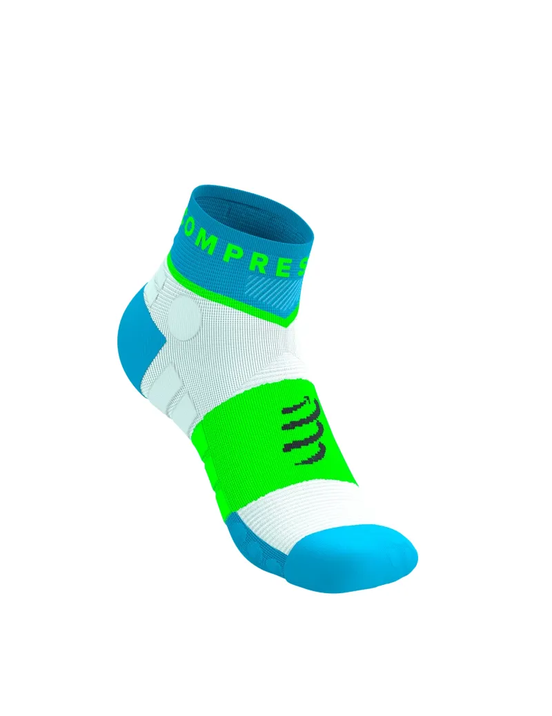 Compressport Ultra Trail Low Socks in Norse Blue/Neon Green