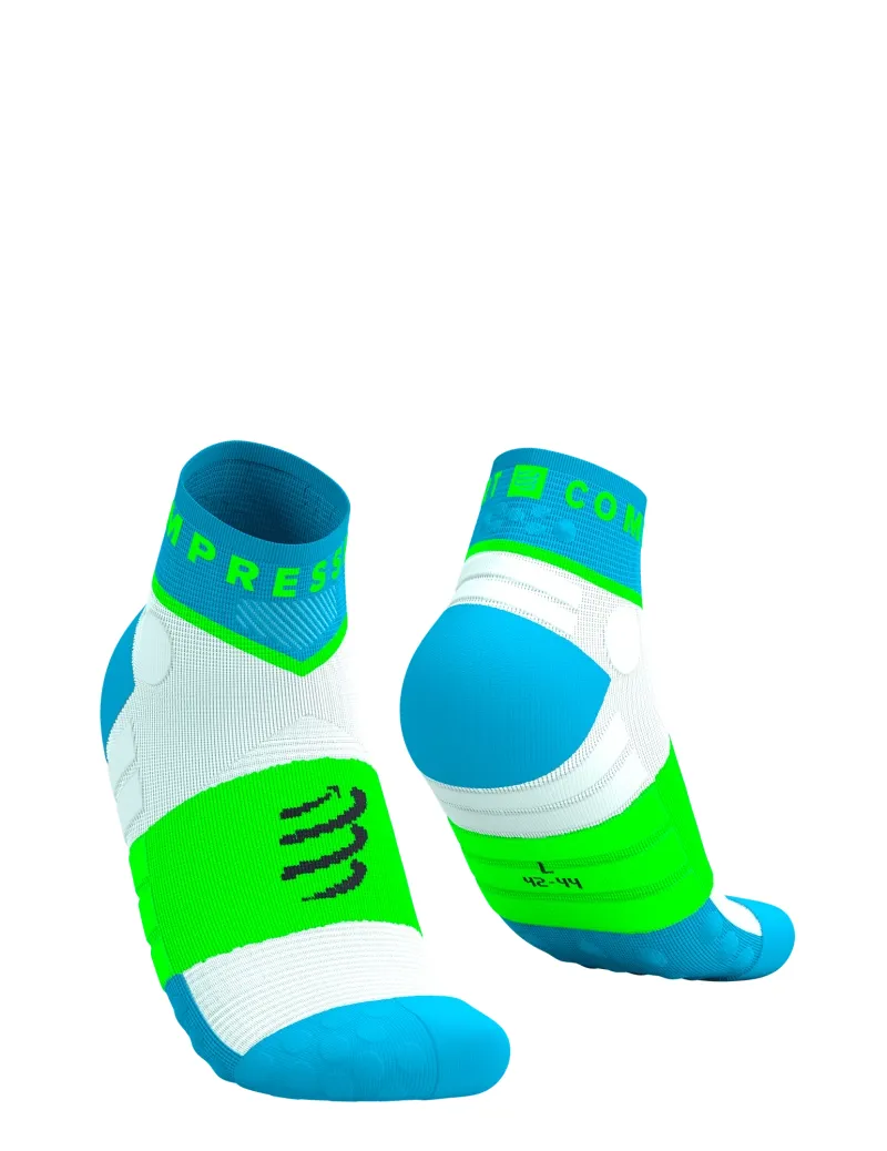 Compressport Ultra Trail Low Socks in Norse Blue/Neon Green-1