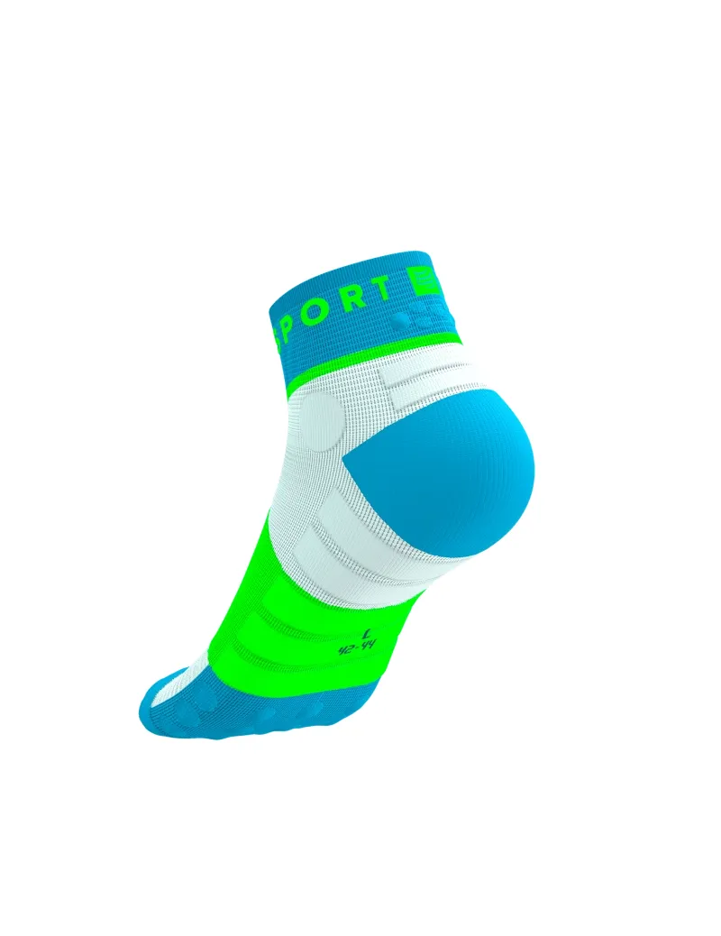 Compressport Ultra Trail Low Socks in Norse Blue/Neon Green-2