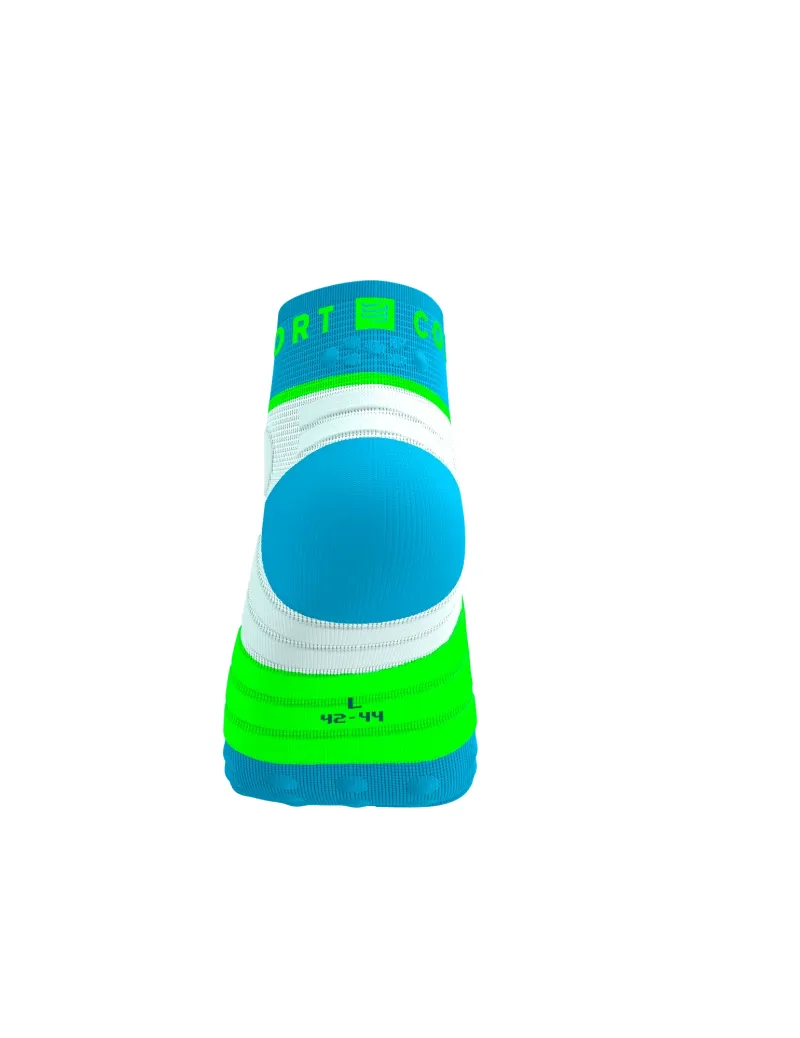 Compressport Ultra Trail Low Socks in Norse Blue/Neon Green-3