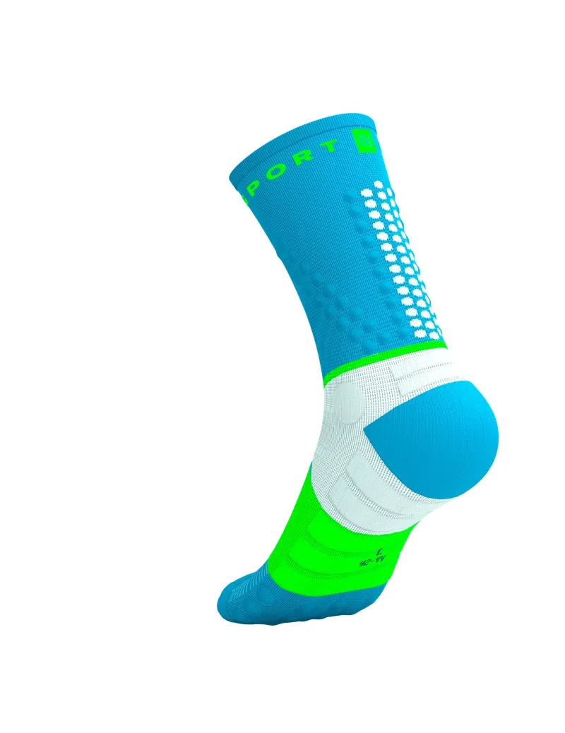 Compressport Ultra Trail Socks V2.0 in Norse Blue/Neon Green-2
