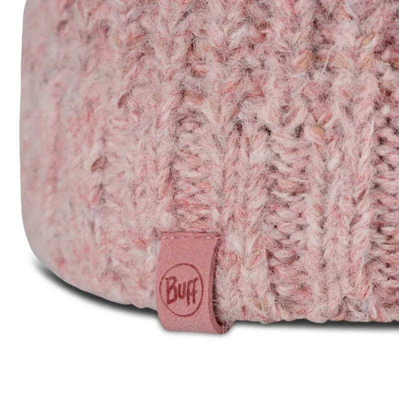 Buff Knitted and Fleece Band Hat in Dalia Pink-1