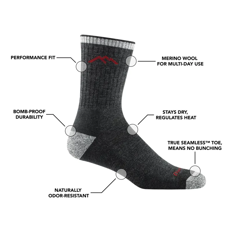 Darn Tough Hiker Micro Crew Midweight Cushion Men's Socks in Denim-2