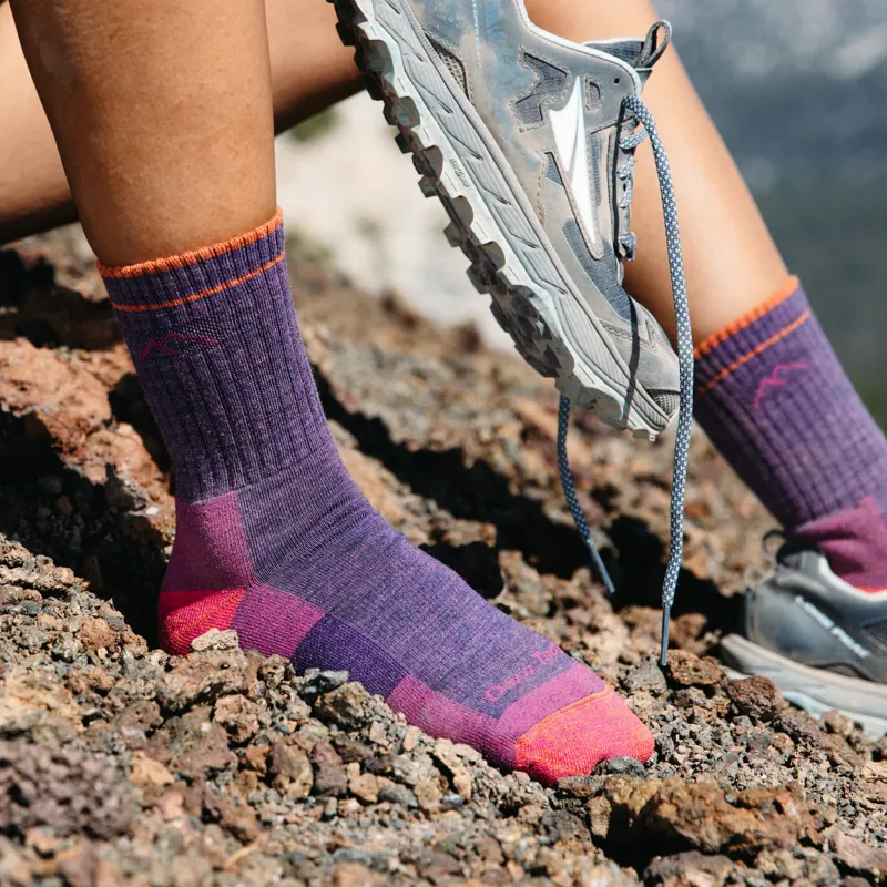 Darn Tough Hiker Midweight Women's Micro Crew Hiking Socks in Plum-2