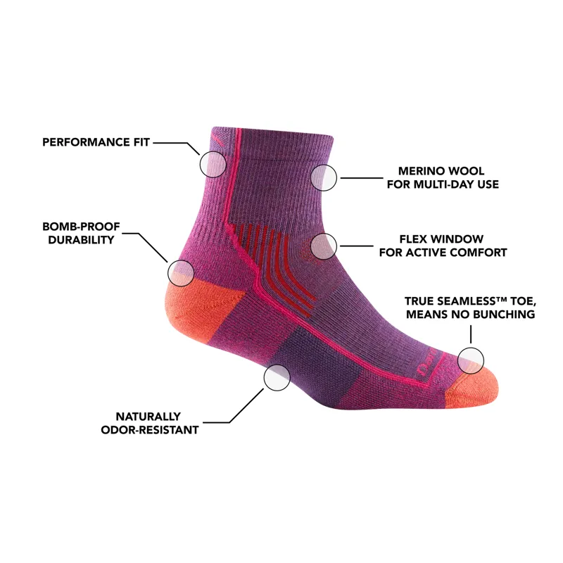 Darn Tough Hiker Quarter Midweight Cushion Women's Socks in Lupine-1