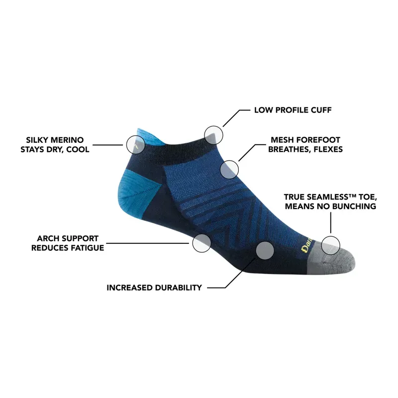 Darn Tough Run No Show Tab UltraLightweight Cushion Socks Mens in Teal-3
