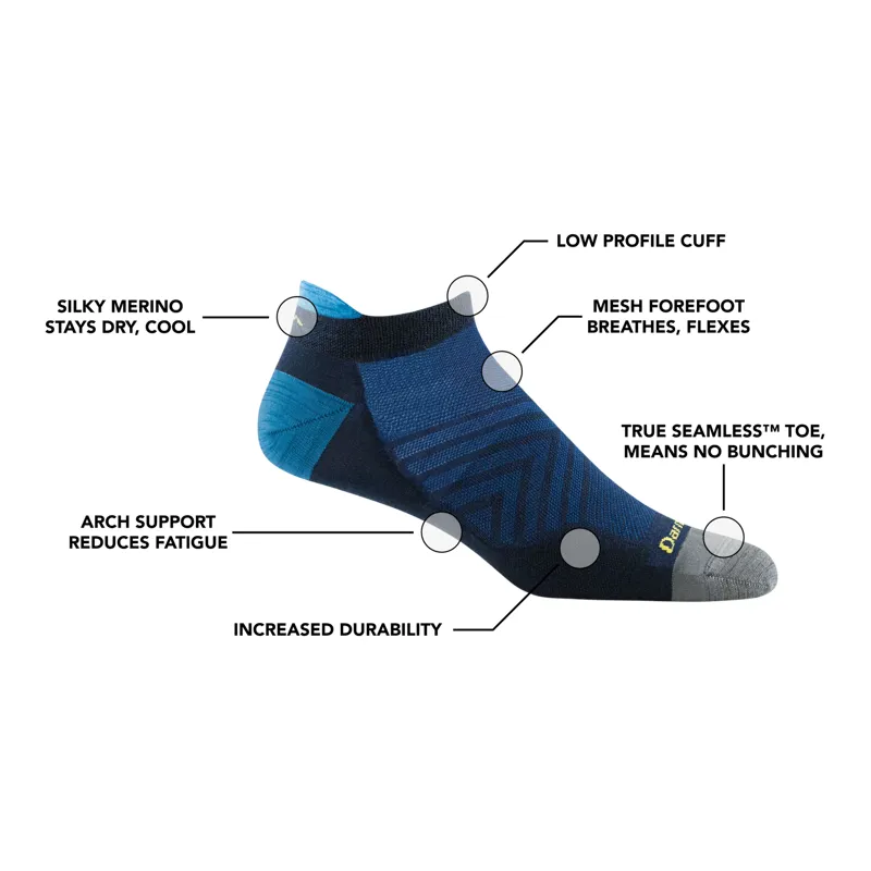 Darn Tough Run No Show Tab Ultra-Lightweight Socks Mens in Eclipse-2