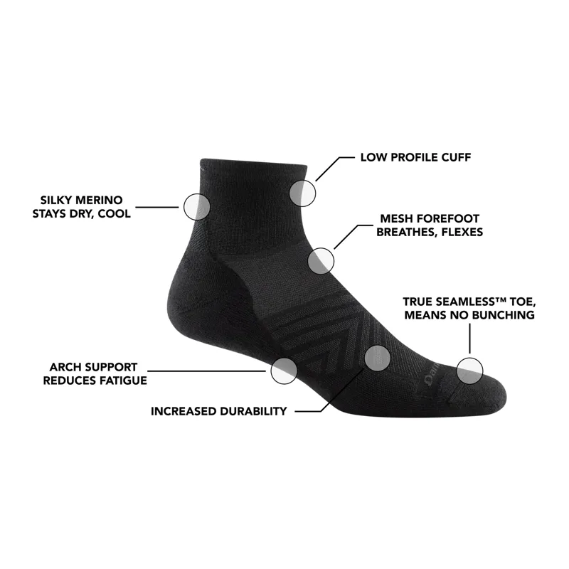 Darn Tough Run Quarter Ultra-Light Cushion Socks Mens Skyracer Blue-1