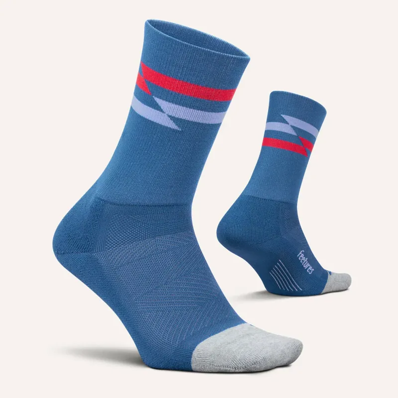 Feetures Elite Light Cushion Mini Crew Unisex Socks in Blue Track-1