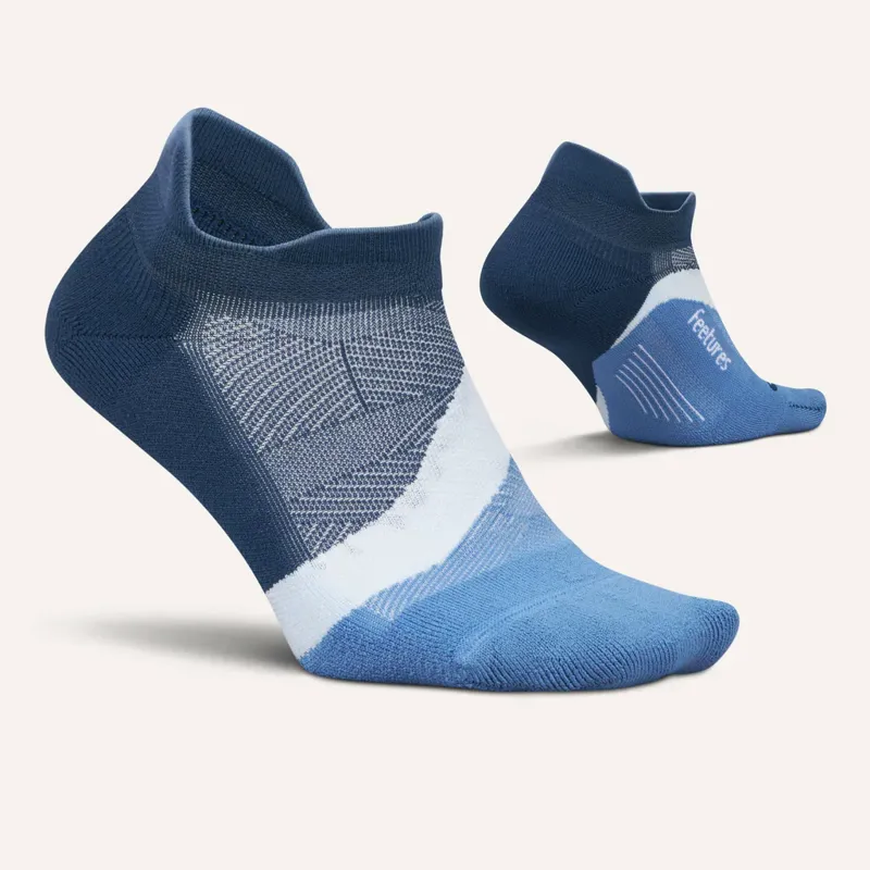 Feetures Elite Light Cushion Tab Unisex Socks in Blue Wave-1