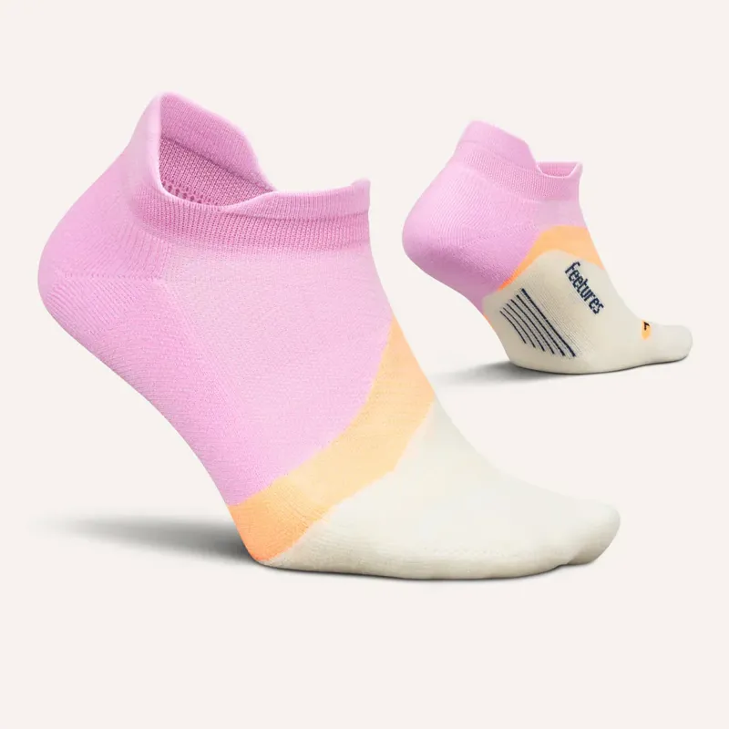 Feetures Elite Light Cushion Tab Unisex Socks in Pink Citrus-1
