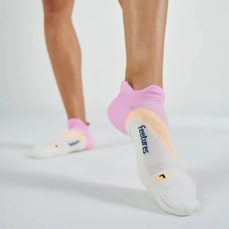 Feetures Elite Light Cushion Tab Unisex Socks in Pink Citrus-2