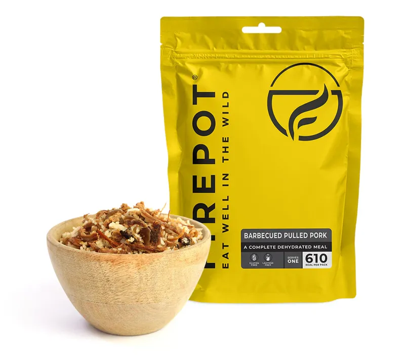 Firepot Food Barbecued Pulled Pork Dehydrated Meal 125g in Yellow
