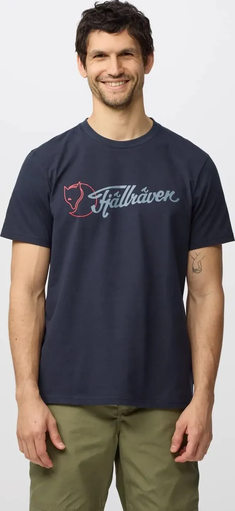 Fjallraven Archive Logo T-Shirt Mens in Dark Navy-2