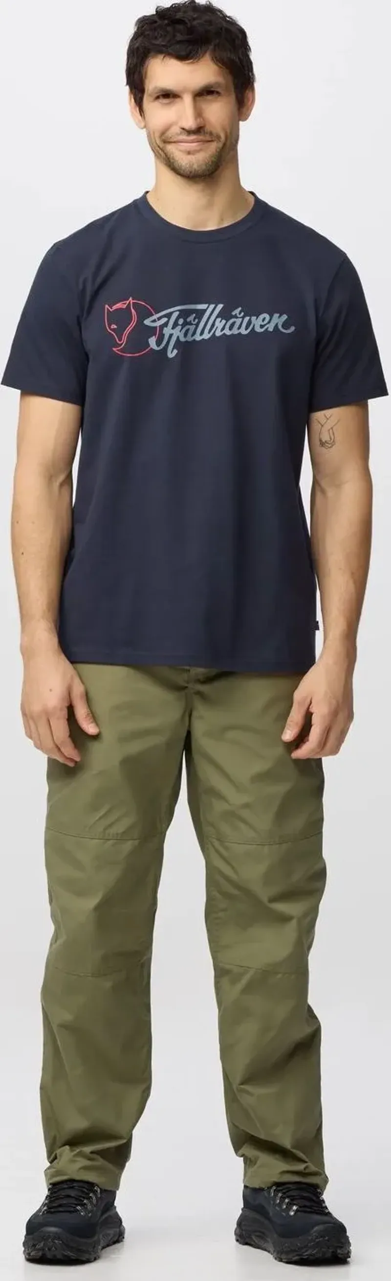 Fjallraven Archive Logo T-Shirt Mens in Dark Navy-3