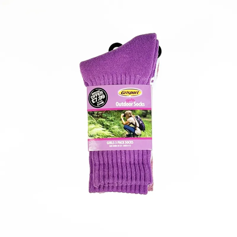 Grisport Girls Multi-Pack Hiking Socks 30-35