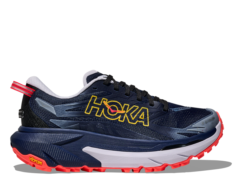Hoka Mafate 5 Trail Running Shoe Womens in Midnight Blue/Starlight Glo