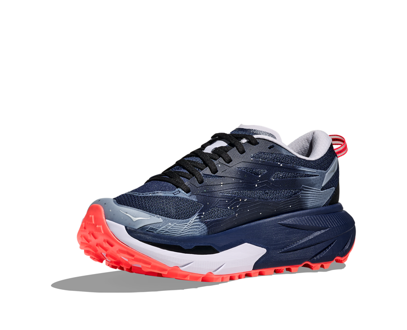 Hoka Mafate 5 Trail Running Shoe Womens in Midnight Blue/Starlight Glo-3