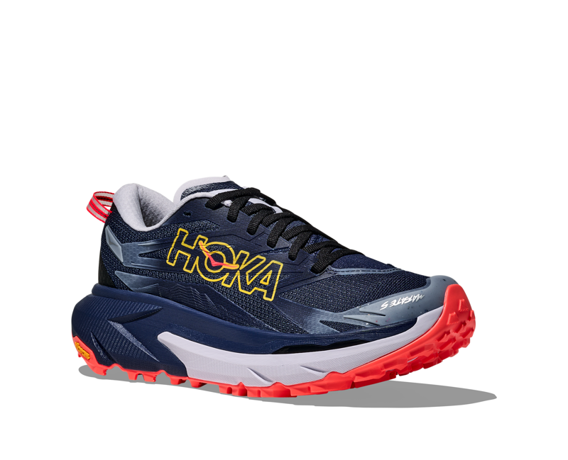 Hoka Mafate 5 Trail Running Shoe Womens in Midnight Blue/Starlight Glo-5
