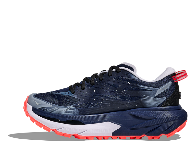 Hoka Mafate 5 Trail Running Shoe Womens in Midnight Blue/Starlight Glo-6