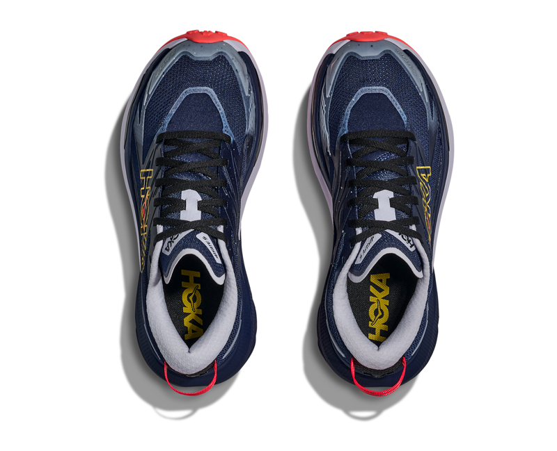 Hoka Mafate 5 Trail Running Shoe Womens in Midnight Blue/Starlight Glo-7