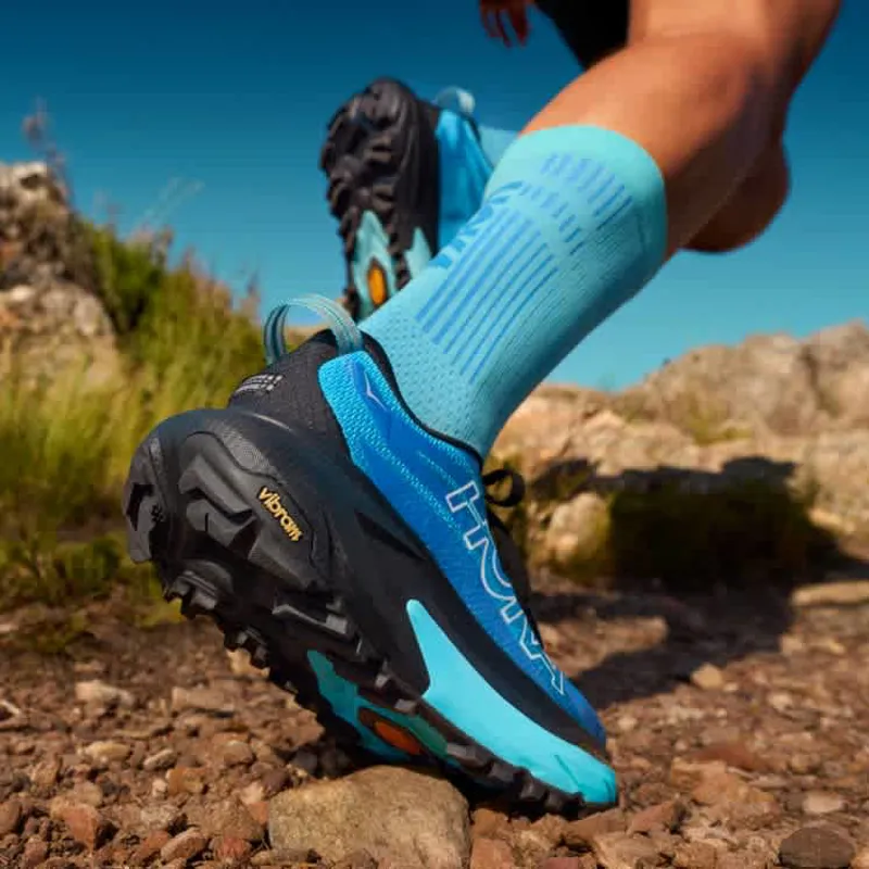 Hoka Mafate 5 Trail Running Shoe Womens in Midnight Blue/Starlight Glo-8