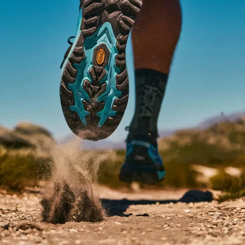 Hoka Mafate 5 Trail Running Shoe Womens in Midnight Blue/Starlight Glo-9
