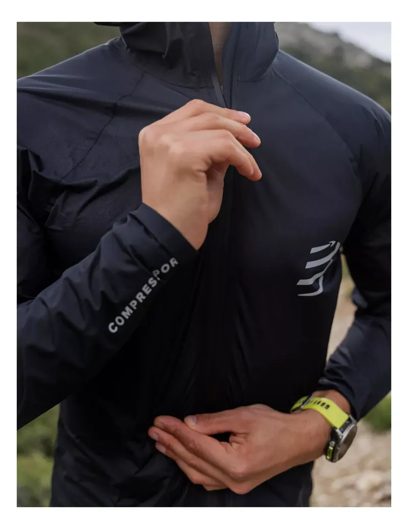 Compressport Hurricane Waterproof Jacket Mens in Black-6