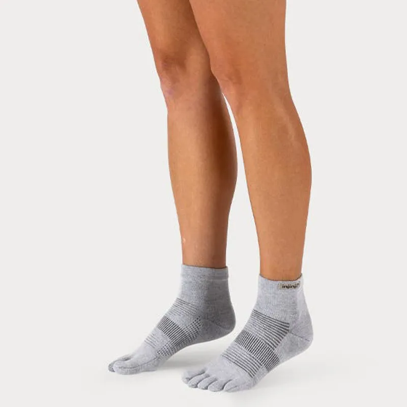 Injinji Run Lightweight Mini Crew Unisex Socks in Gray-2