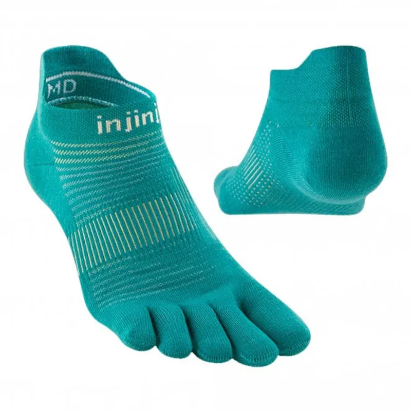 Injinji Run Lightweight No Show Running Toe Socks Womens in Atlantis