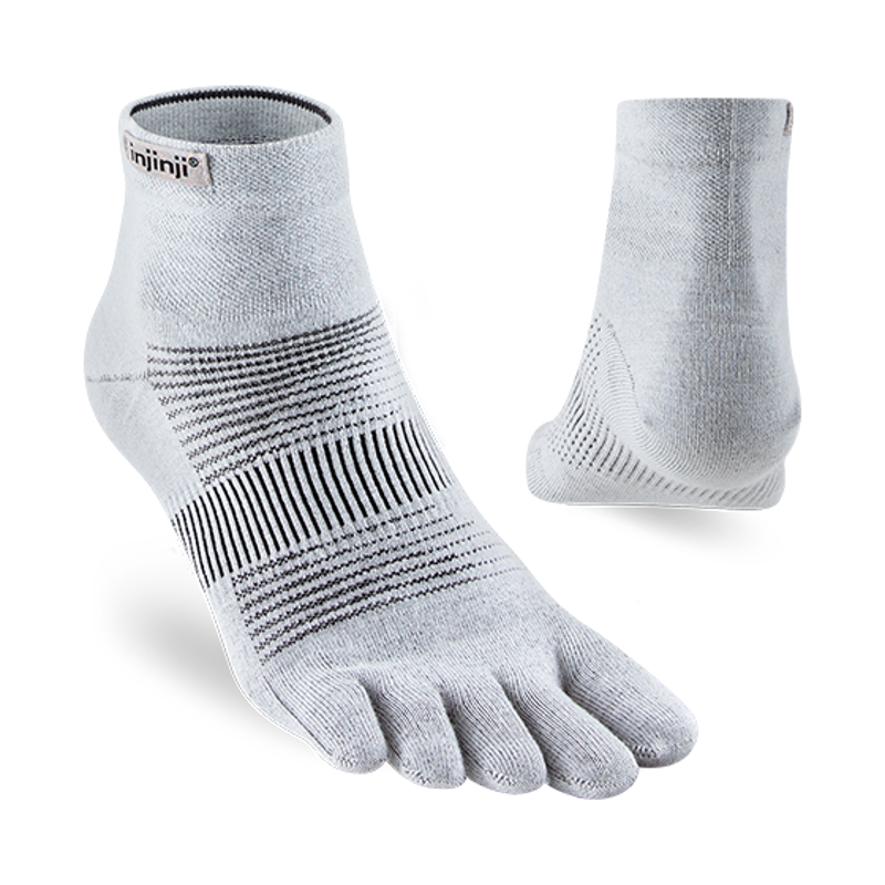 Injinji Run Lightweight No Show Running Toe Socks Womens in Gray