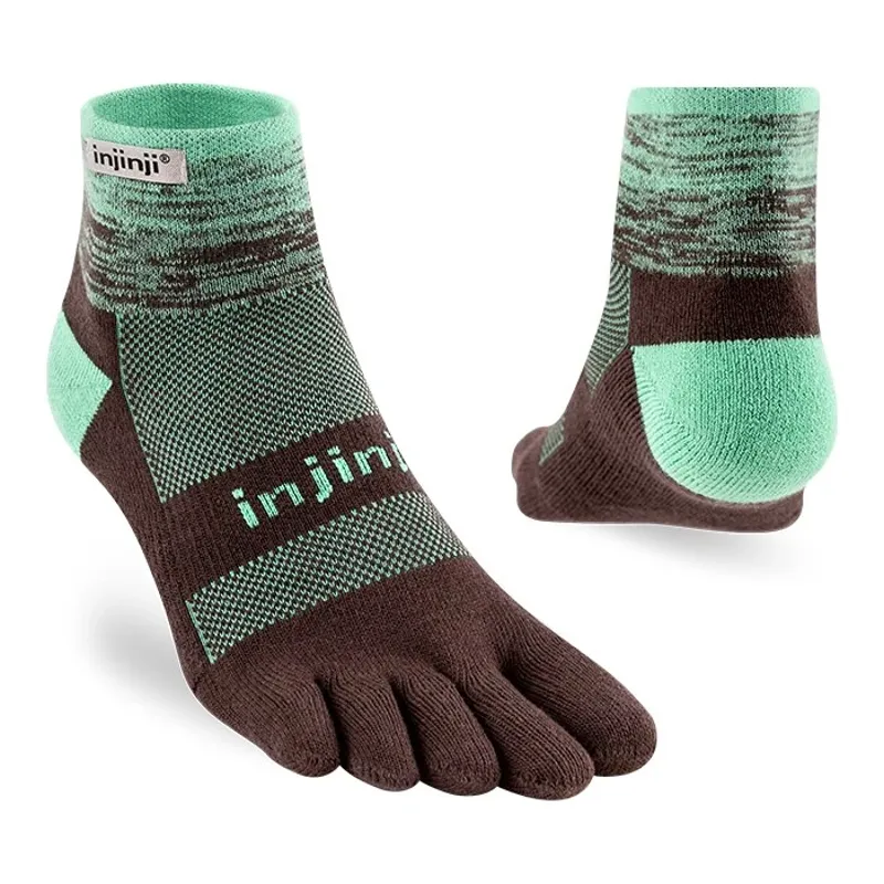 Injinji Trail Midweight Mini Crew Running Toe Socks Unisex in Mint-1