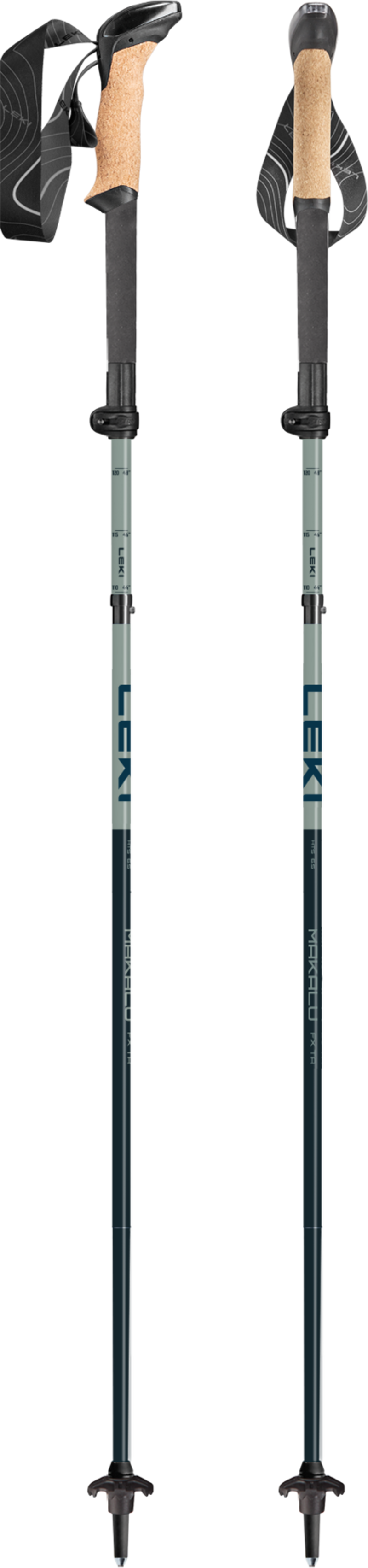 Leki Makalu Cork FX TA Trekking Pole Pair in Stone Blue Dark/Sea Green-1