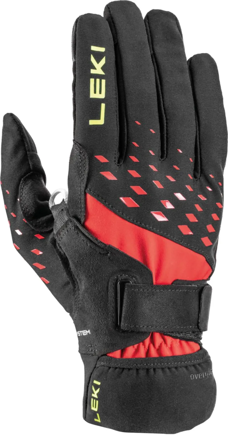 Leki Ultra Trail Storm Shark Gloves in Black/Red/Neon Yellow-1
