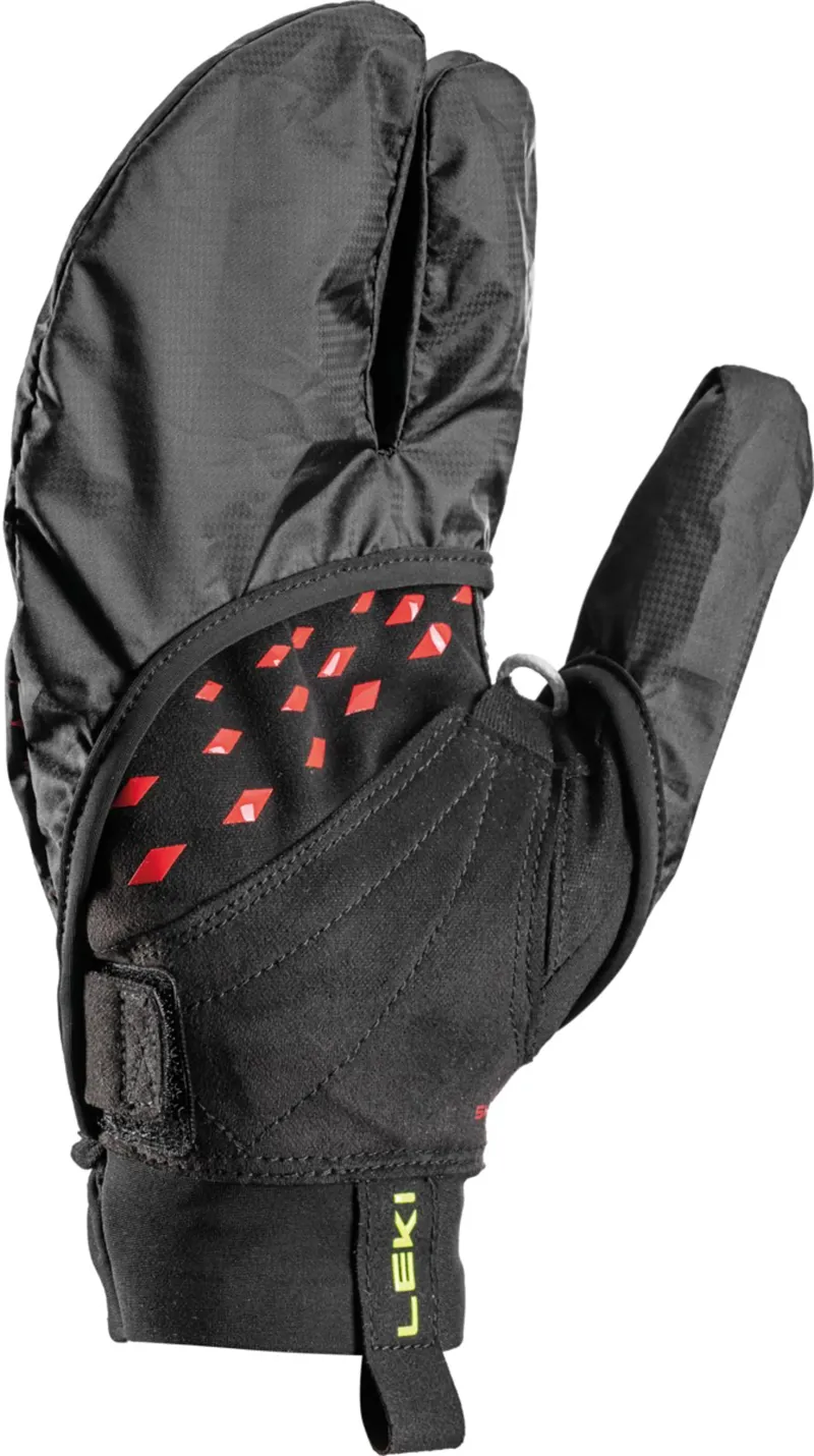 Leki Ultra Trail Storm Shark Gloves in Black/Red/Neon Yellow-2