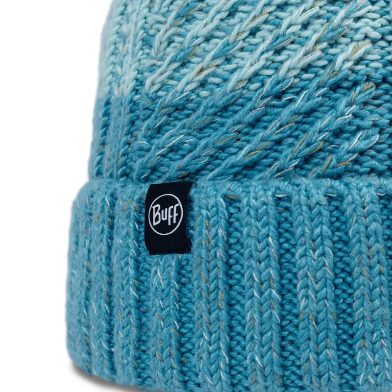 Buff Knitted and Fleece Band Hat in Akna Tourmaline-1