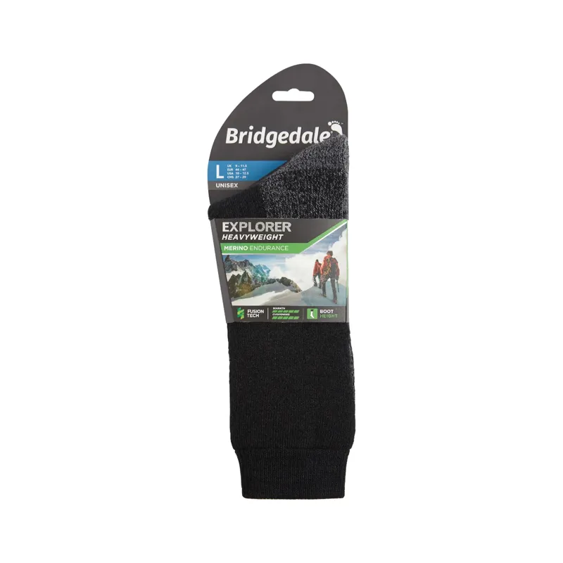 Bridgedale Explorer Heavyweight Merino Boot Unisex Socks in Black-2
