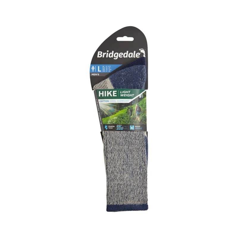 Bridgedale Hike Lightweight Cotton Boot Mens Socks in Indigo-2