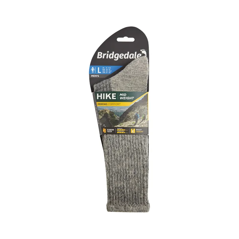 Bridgedale Hike Midweight Merino Boot Mens Socks in Stone Grey-2