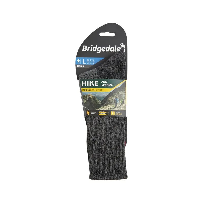 Bridgedale Hike Midweight Merino Comfort Mens Socks in Charcoal-2