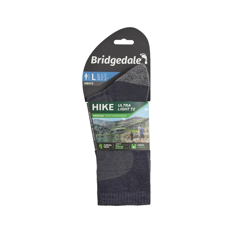Bridgedale Hike Ultra Light T2 Merino Performance Original Crew Mens Socks in Navy-2