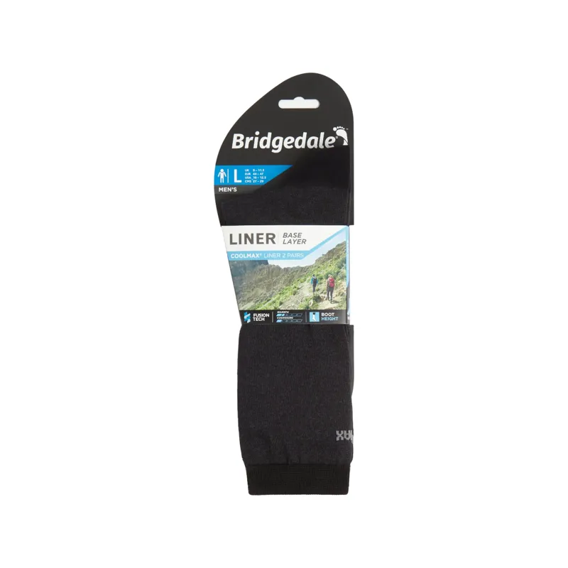 Bridgedale Liner Base Layer Coolmax 2 Pack Mens Socks in Black-2