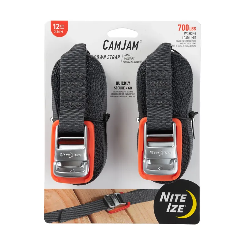Nite Ize CamJam Tie Down Strap 12ft 2 Pack in Black