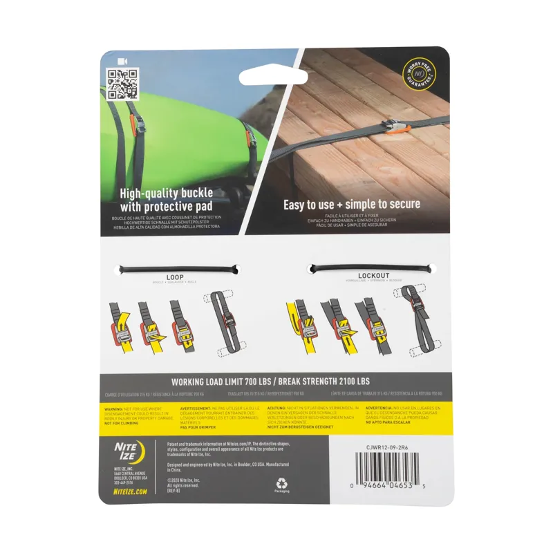 Nite Ize CamJam Tie Down Strap 12ft 2 Pack in Black-1