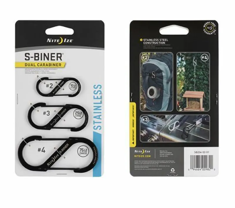 Nite Ize S-Biner Dual Carabiner 3 Pack in Black